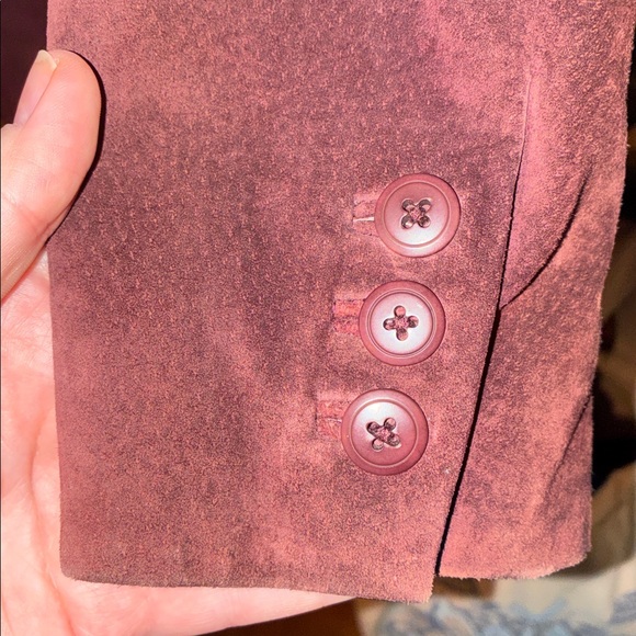 Burgandy Maroon Purple Preview International Suede Leather Jacket - Size Small - Picture 7 of 11